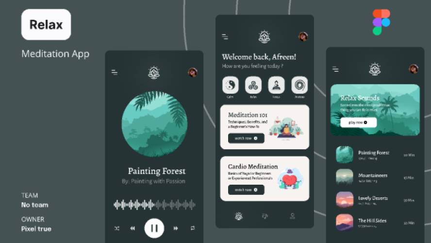 Relax Figma Music App Template
