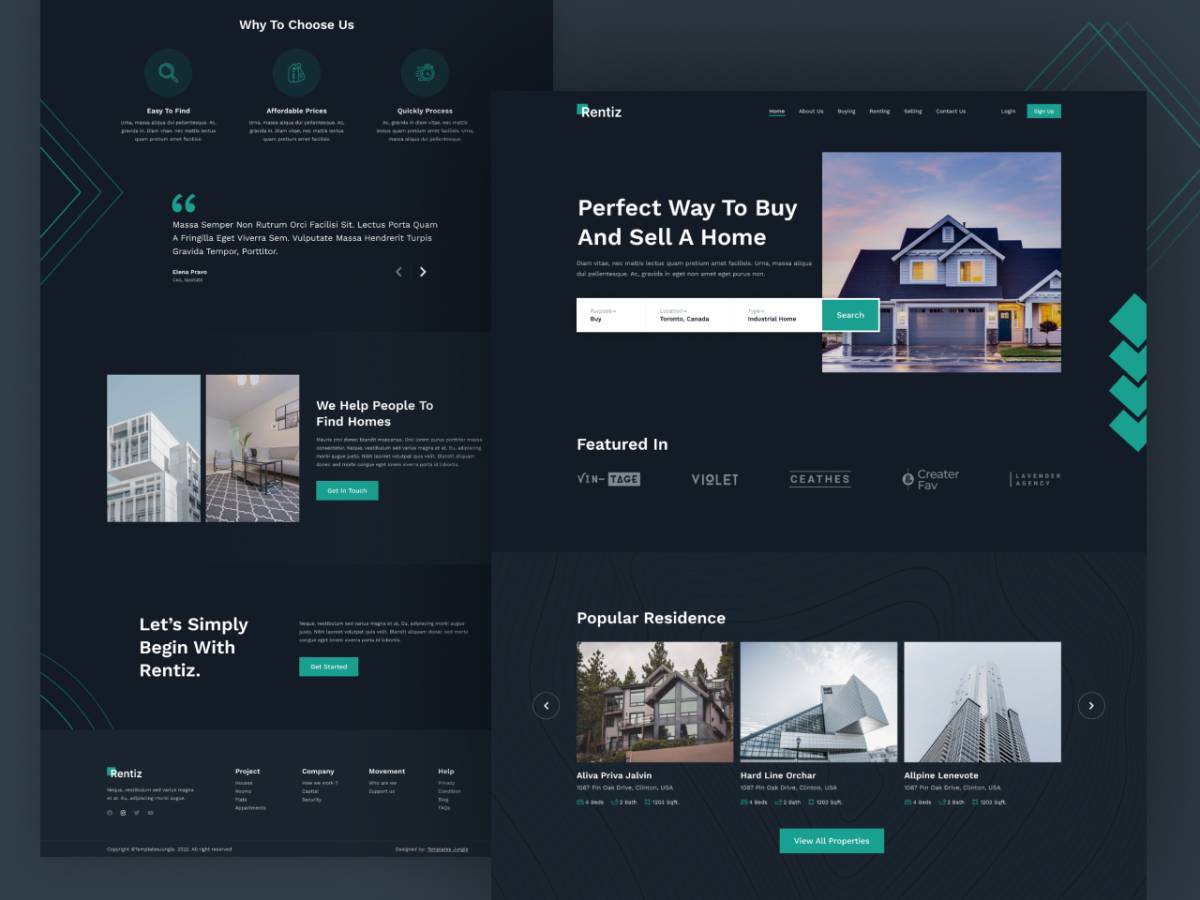 Rentiz – Free Real Estate Figma Website Design Template