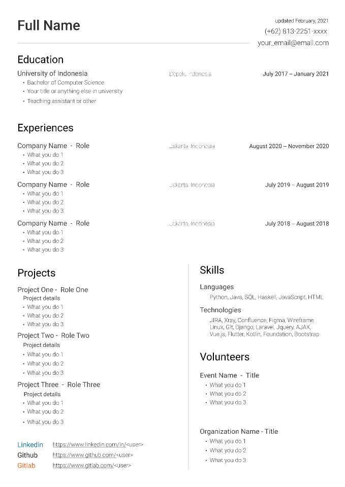 Resume Template Figma