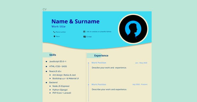 Resume template UI