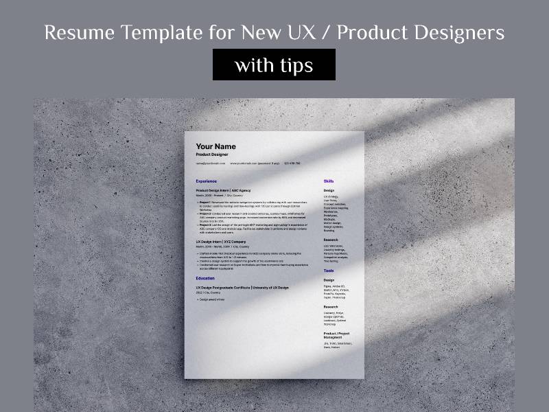 Resume Templates For New UX & Product Designers Figma Template