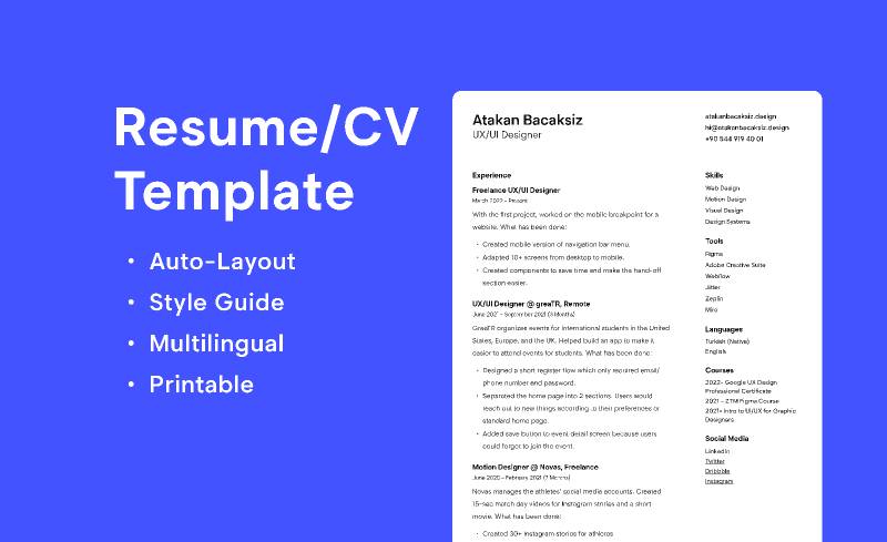 Resume/CV Figma Template