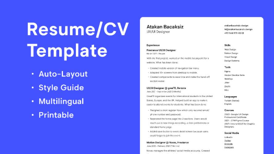 Resume/CV Figma Template