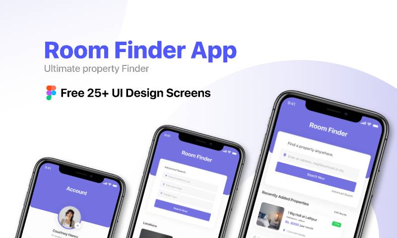 Room Finder App (25+ Design Screens and UIKIT) Figma Template