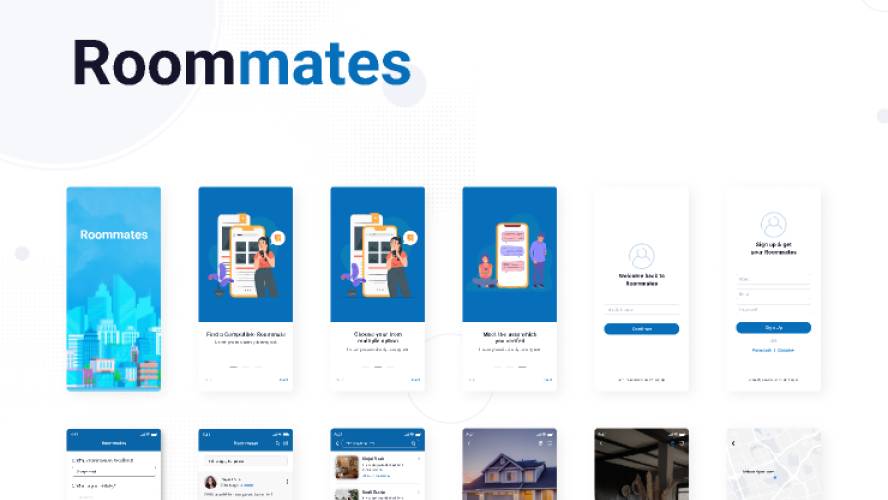 Roommates app figma mobile template