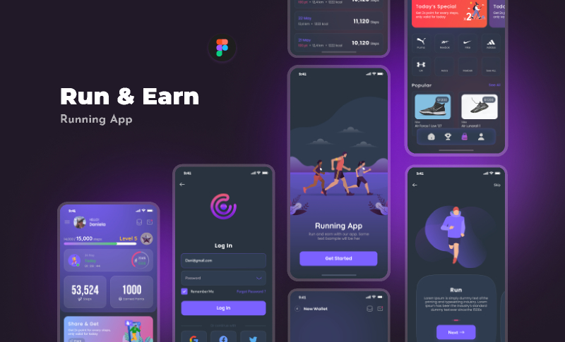 Run & Earn Figma Free Mobile Template