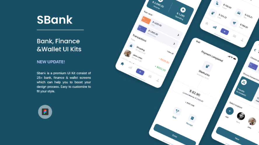 SBank - Bank, Finance &Wallet UI Kits Figma Free Mobile App