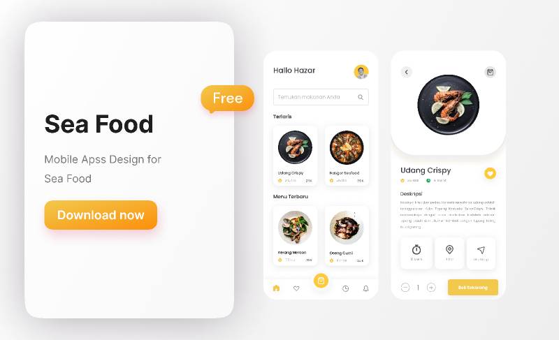 Seafood Apps Figma Mobile Template