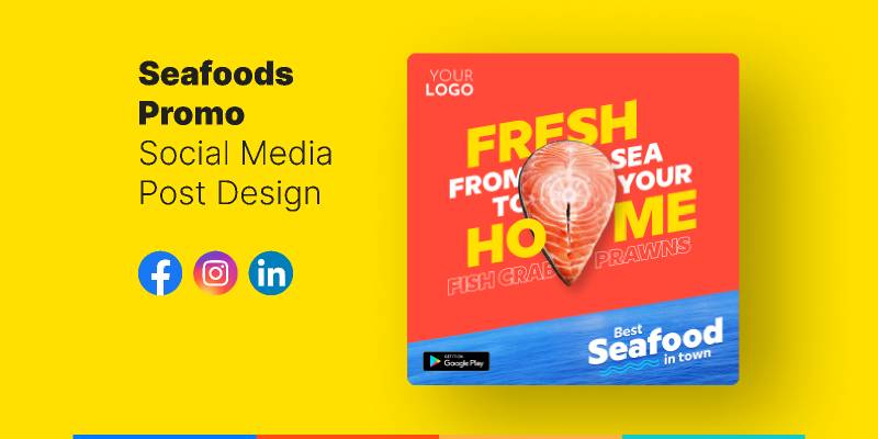 Seafoods Promo Social Media Post Design Figma Banner Template