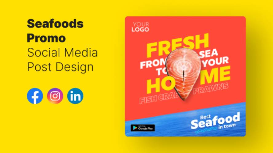 Seafoods Promo Social Media Post Design Figma Banner Template