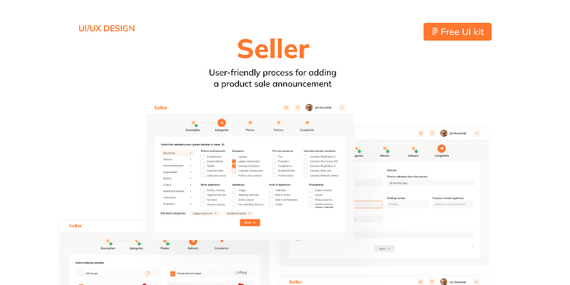 Seller Free UI kit Figma Dashboard Website Template