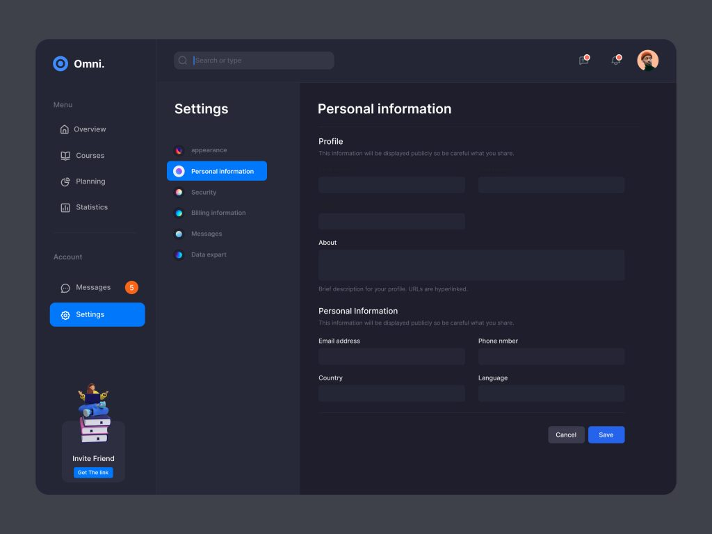 Settings Page UI Design