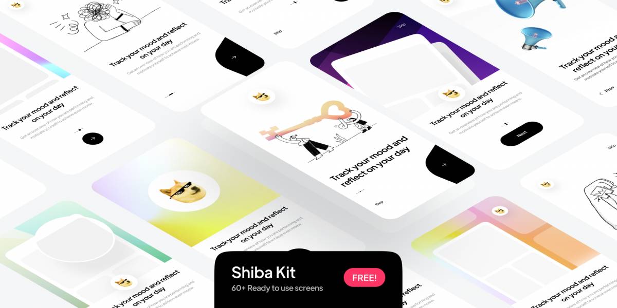 Shiba Kit 500+ Onboarding screens Figma Template