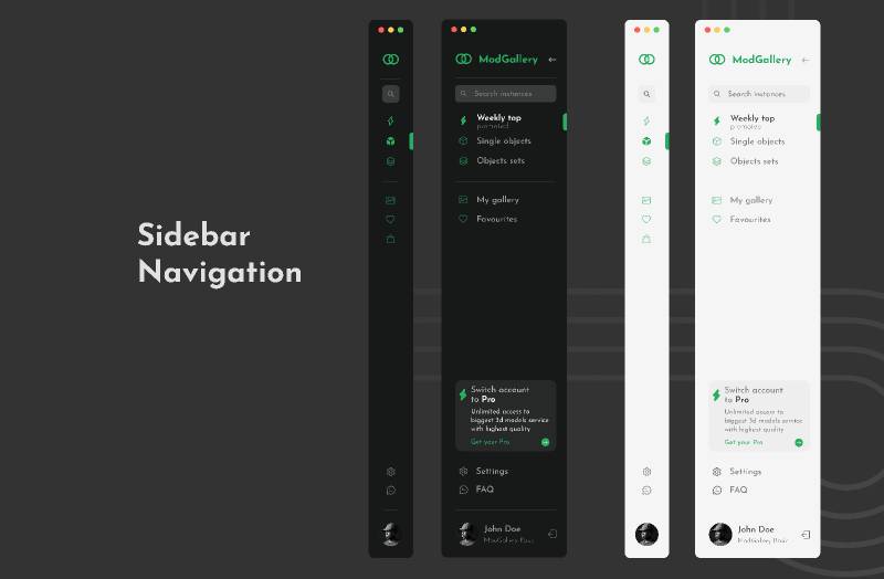 Sidebar navigation Free to use Figma Ui Kit