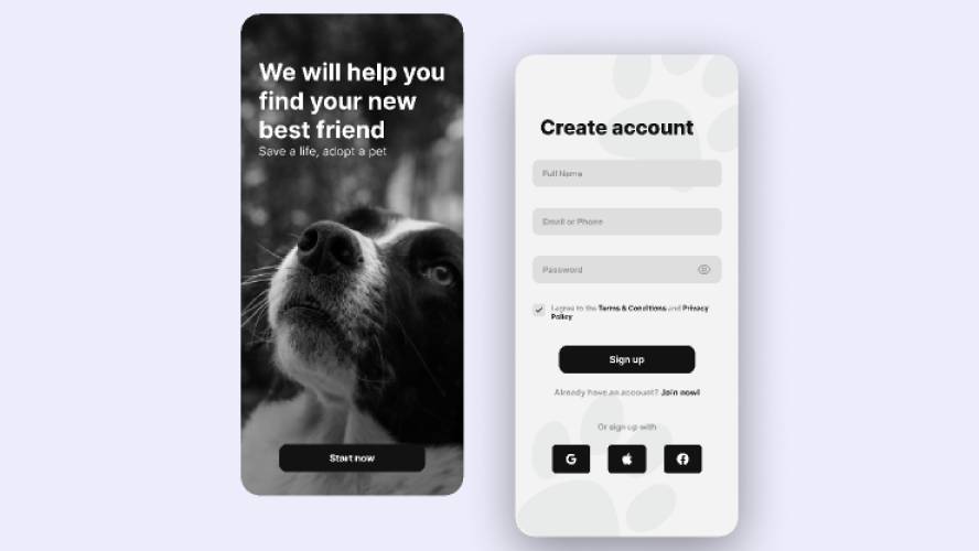 Sign Up - Pet Mobile Figma ui Kit