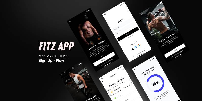 Sign Up Flow Fitness App - Free Figma Mobile Template