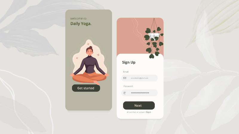 Signup daily yoga figma template