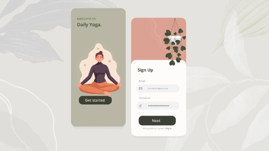 Signup daily yoga figma template