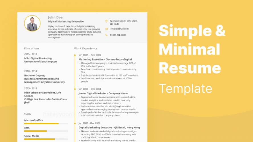 Simple and Minimal Resume Template Figma free