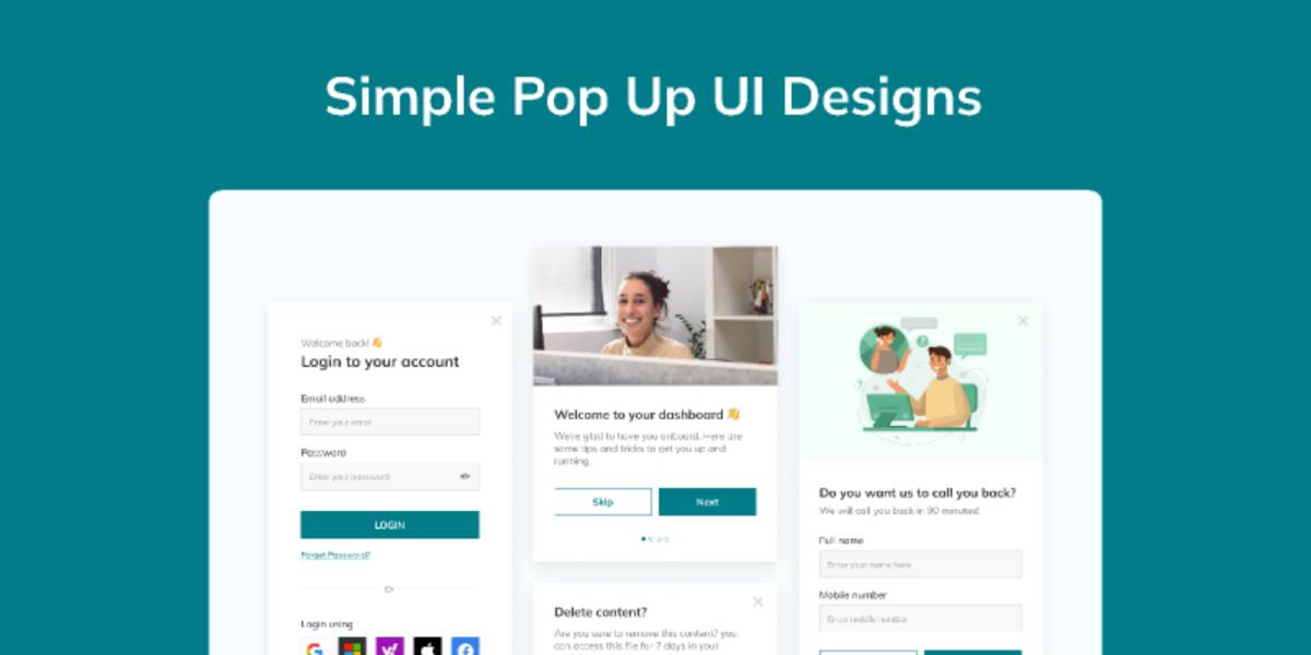 Simple Pop Up UI Designs Figma Ui Kit