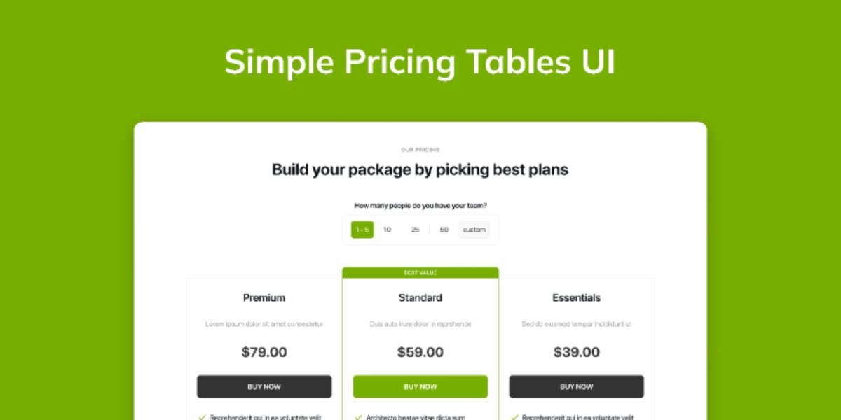 Simple Pricing Tables Figma Ui Kit