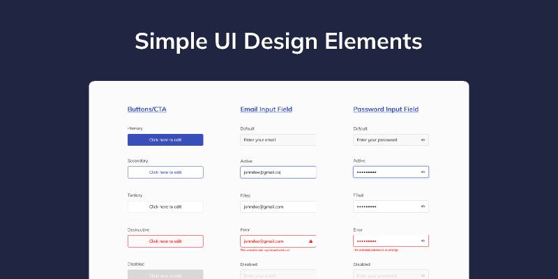 Simple UI Design Elements Figma Ui Kit