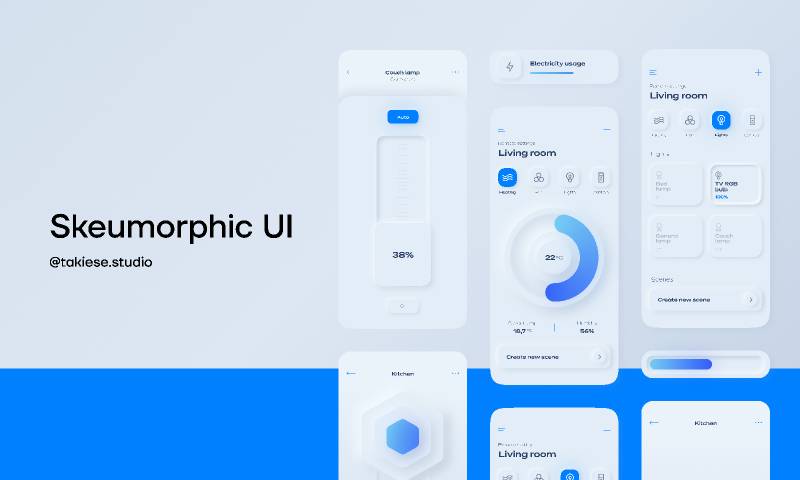 Skeuomorph UI Figma Mobile Template