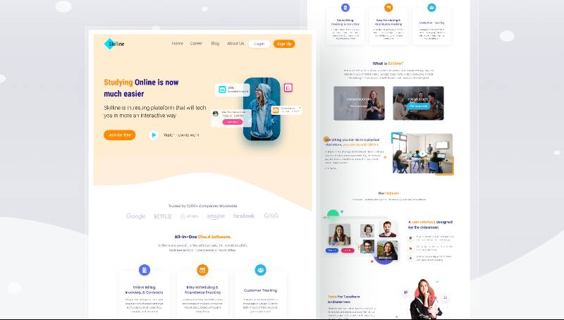 Skilline Online Learining Landing Page Figma Website Template