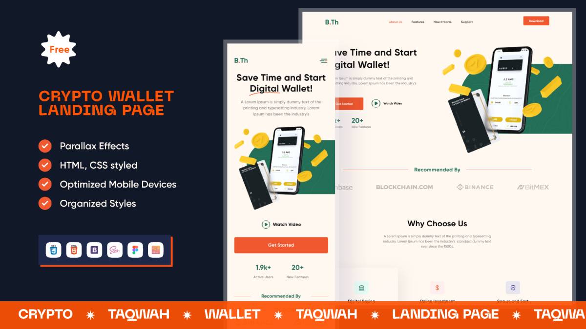 Smart Crypto Wallet Landing Page UI UX Responsive