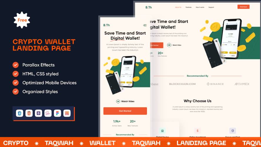 Smart Crypto Wallet Landing Page UI UX Responsive