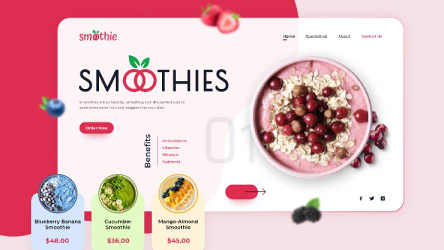 Smoothies / Beverage Landing Page Figma Website Template