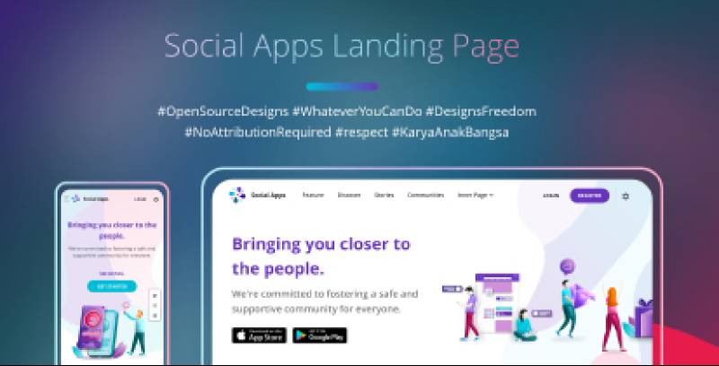 Social Media Apps Figma Landing Page