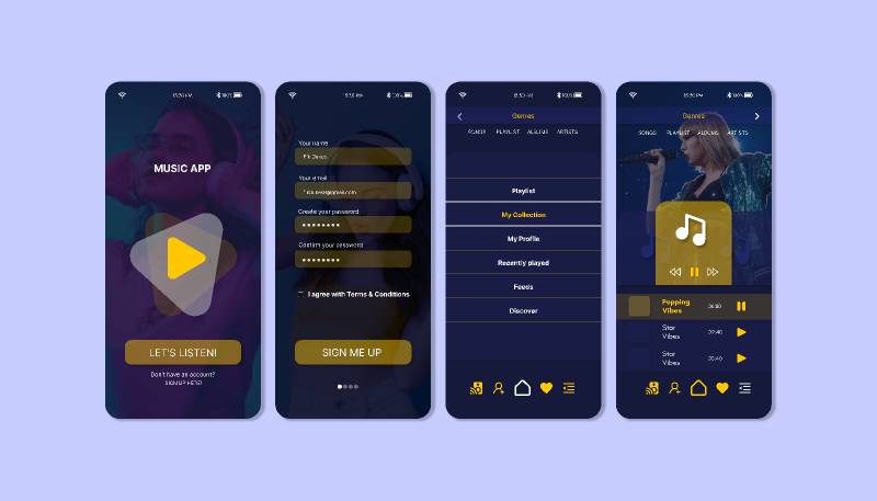 Social Music App UI Figma Mobile Template