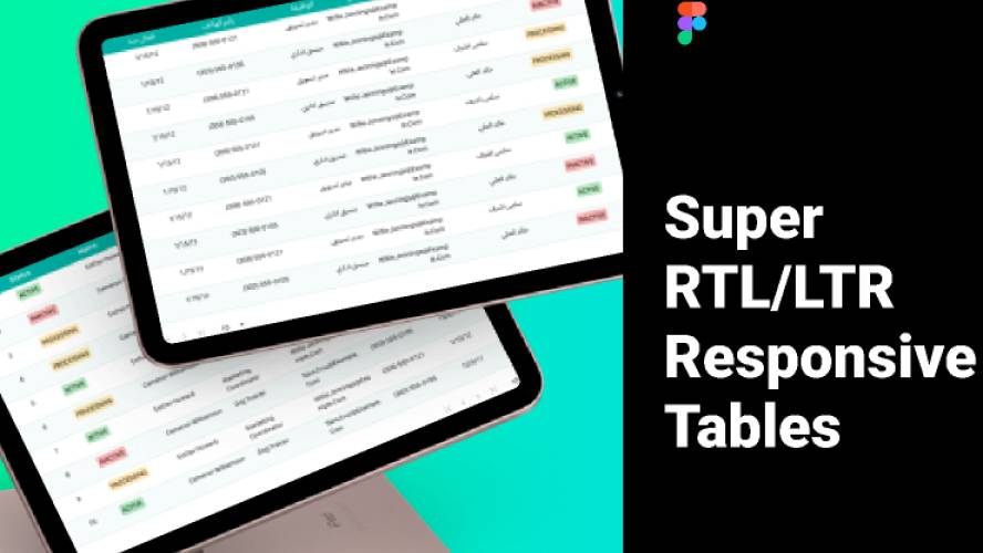 Super Responsive Tables LTR/RTL Figma Ui Kit