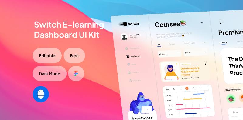Switch E-Learning Dashboard Figma Website Template