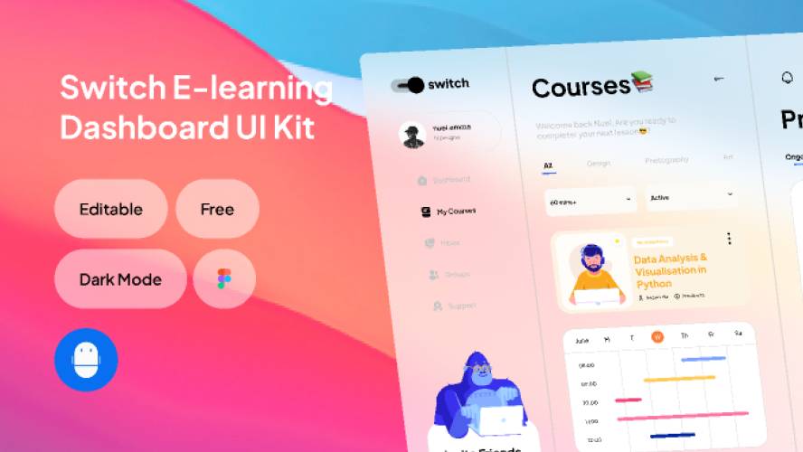 Switch E-Learning Dashboard Figma Website Template