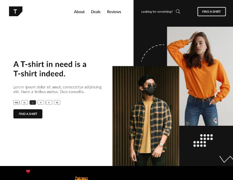 T-shirt e-commerce main page figma website template