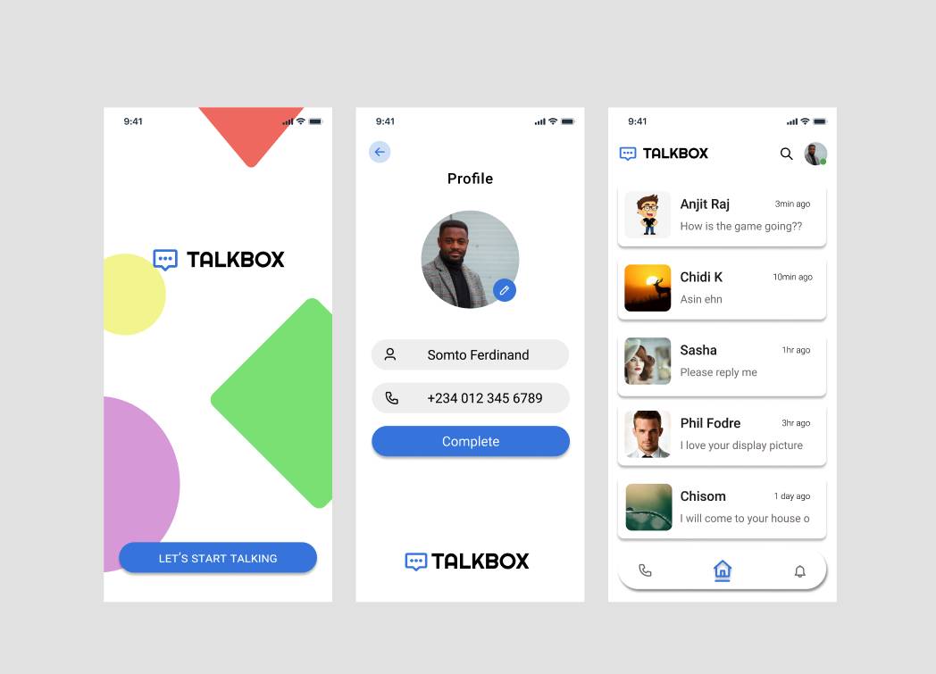 Talkbox chat app Figma Template Free Download