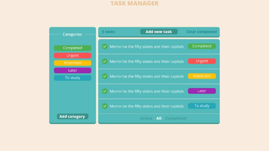 Task app web with categories figma template