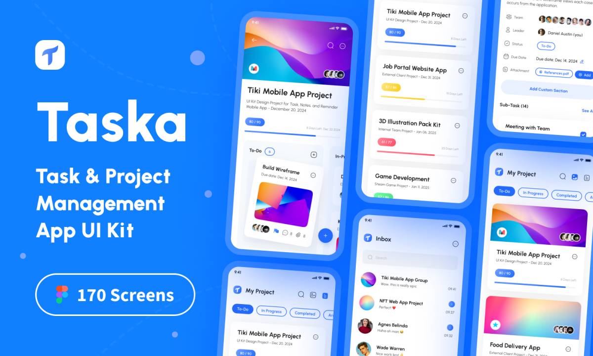 Taska - Task & Project Management App UI Kit Figma Template