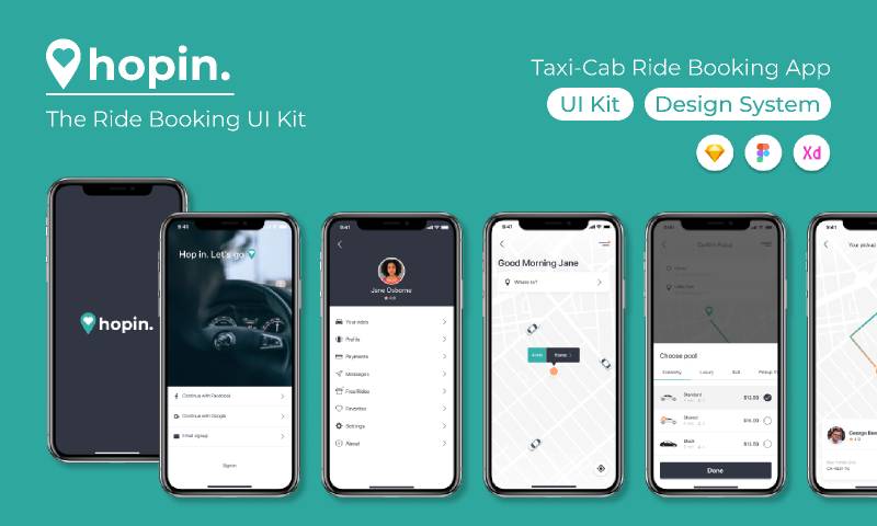 Taxi and Cab Ride Booking App - Figma Mobile Template