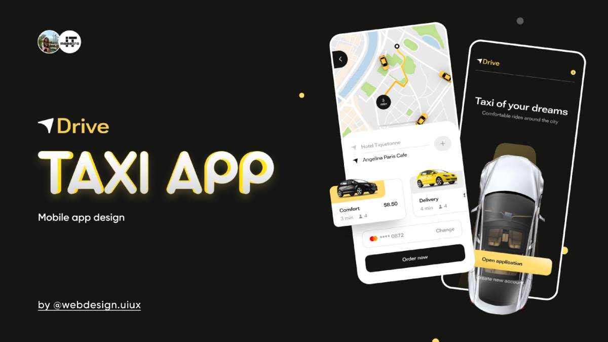 Taxi mobile app design figma mobile template