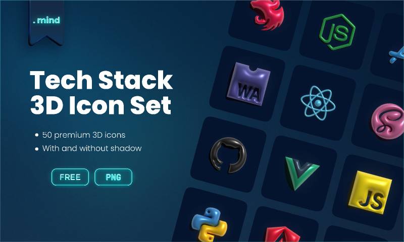 Tech Stack 3D Icon Set Figma Template