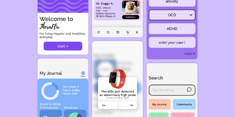 Therapy App UI + Prototype Figma Template | UI4Free