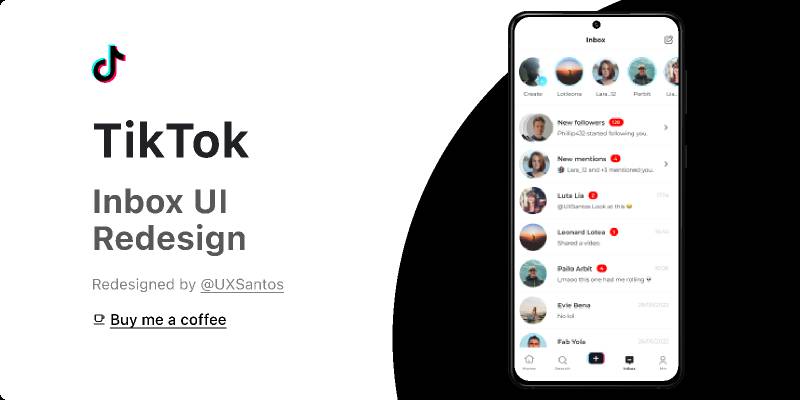 TikTok Inbox UI Redesign Figma Mobile Template
