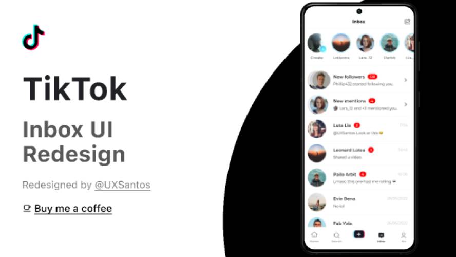 TikTok Inbox UI Redesign Figma Mobile Template