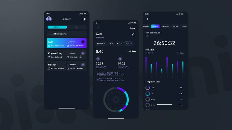 Time Tracker Figma Mobile Dark Template