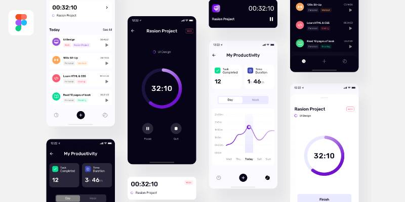 TimePad Time Tracker - UI Kit Figma Template