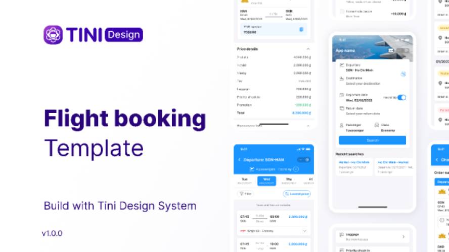 Tini - Flight booking Figma Mobile App template