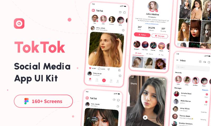 TokTok - Social Media App UI Kit Figma Template